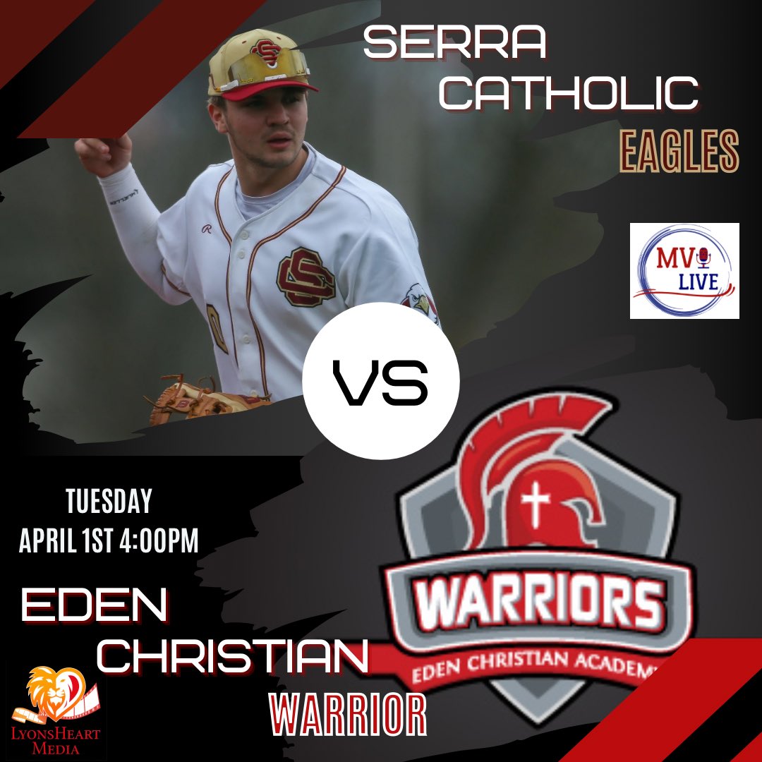 MVI Live (@live_mvi) on Twitter photo Eagles look to right the ship afternoon on MVI Live they look to split the series with the Warriors
⚾️: Serra Catholic🆚 Eden Christian
📍Port Vue
🕓4:00
🎙 <a href="/ALyons2631/">Alex Lyons</a>
💻 youtube.com/live/svtjEQuBJ… Eagles look to right the ship afternoon on MVI Live they look to split the series with the Warriors
⚾️: Serra Catholic🆚 Eden Christian
📍Port Vue
🕓4:00
🎙 <a href="/ALyons2631/">Alex Lyons</a>
💻 youtube.com/live/svtjEQuBJ…
