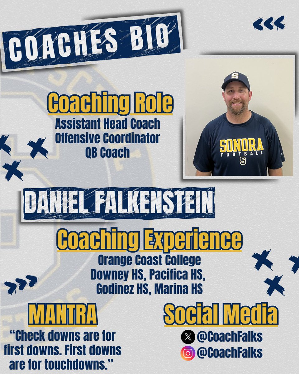 Sonora Raiders Football (@sonoraraidersfb) on Twitter photo Meet your Assistant HC and Offensive Coordinator, Daniel Falkenstein. Coach Falk brings with him an exceptional resume, he's a builder of young men and a great teacher! <a href="/CoachFalks/">Danny Falkenstein</a> #sonorapride #raidersridehigh Meet your Assistant HC and Offensive Coordinator, Daniel Falkenstein. Coach Falk brings with him an exceptional resume, he's a builder of young men and a great teacher! <a href="/CoachFalks/">Danny Falkenstein</a> #sonorapride #raidersridehigh