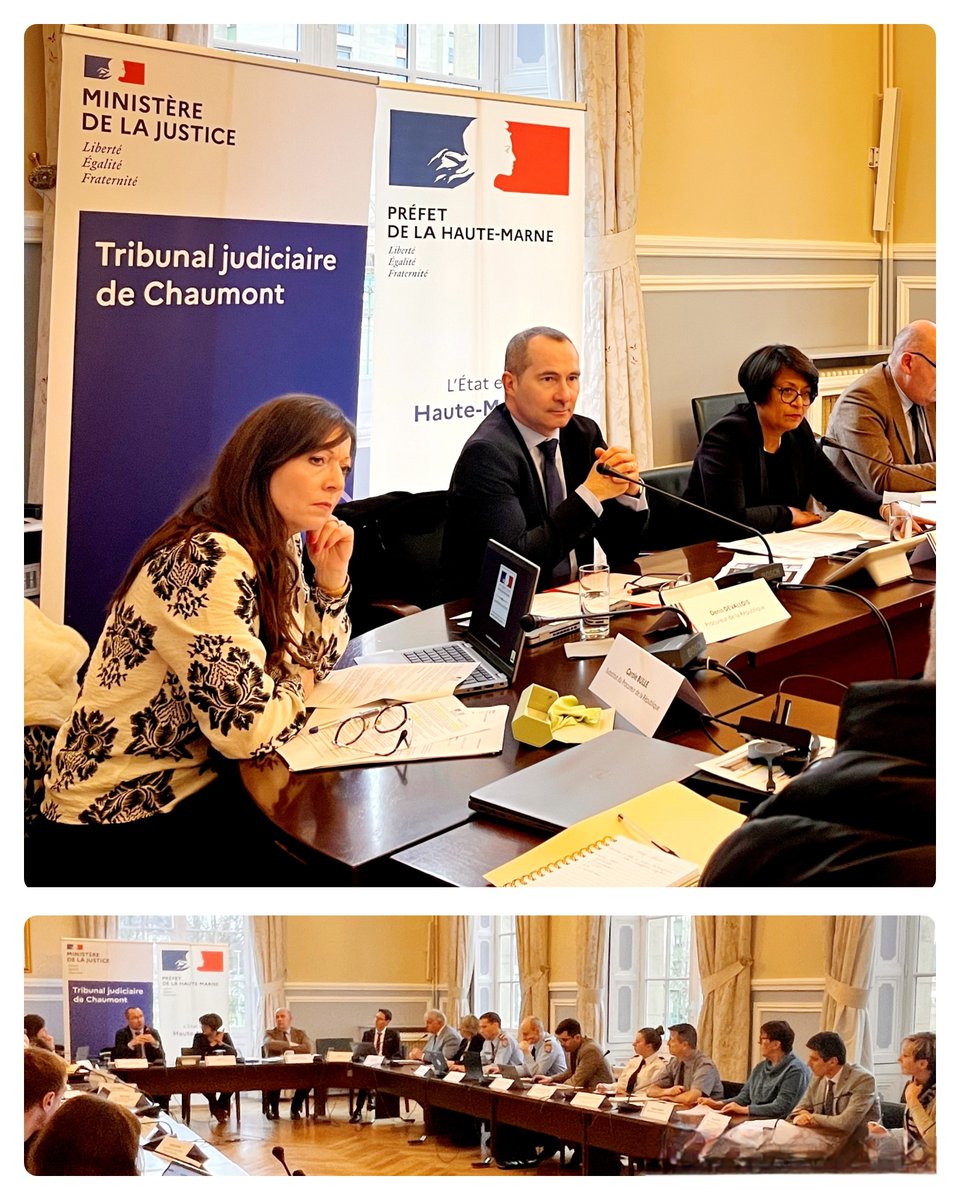 Coordination de tous les acteurs publics pour lutter contre les fraudes dans le cadre du CODAF 52, animé par la référente éco-fi du parquet de Chaumont 👏, en présence de <a href="/Prefet52/">Préfet de la Haute-Marne 🇨🇵🇪🇺</a> et de <a href="/pr_chaumont/">Procureur Chaumont</a> 🤝