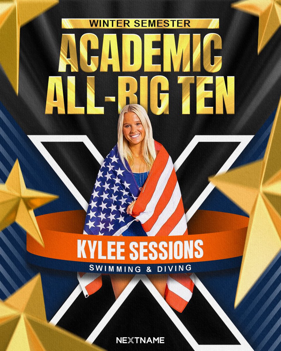 🎉 Big congrats to @Kylee_Sessions of <a href="/IlliniSwimDive/">Illinois Swimming & Diving</a> and Team NextName for being named to the Academic All-Big Ten Team for the Winter Semester! 🏆📚💪

Crushing it in and out of the pool! 💦

#NextNameAthlete #NextName #AcademicAllBigTen #StudentAthlete #Illini #BigTen