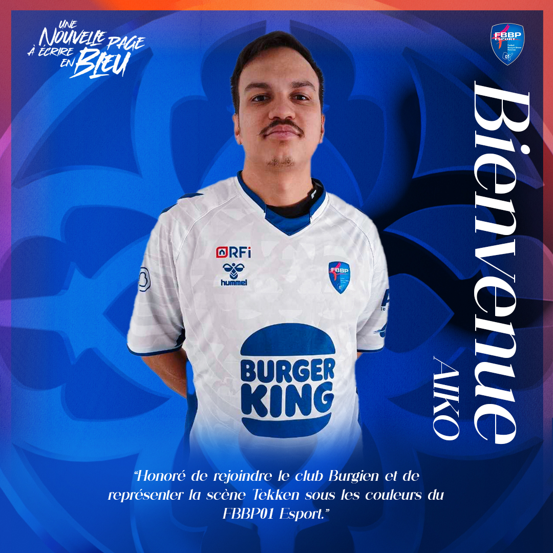 Nous avions déjà posé la première fondation avec notre talent <a href="/Kestaro__/">Kestaro</a>  pour continuer sur notre lancée il nous fallait un combattant d'expérience.

Yvan <a href="/aiko_tekken/">Айкош Текенова</a>, le Dijonnais de 26 ans expert de #tekken8 rejoint le @fbbp01 et sa section esport.  

Bienvenue à Bourg 🔵⚪️