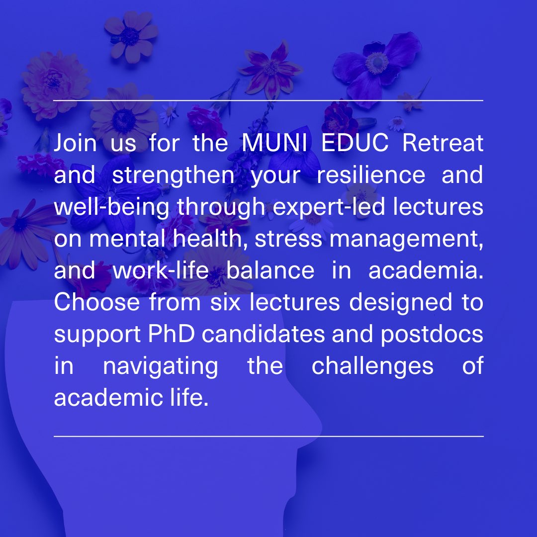 MUNIPhD's tweet photo. Feeling overwhelmed by academic life? You’re not alone. 🫂 Take a step back and recharge with us at Masaryk University in Brno, Czech Republic!

Join a transformative 5-day retreat for young researchers across Europe: “Recharge, Refocus, and Rediscover Balance” ✨ https://t.co/snw7dy0T4W