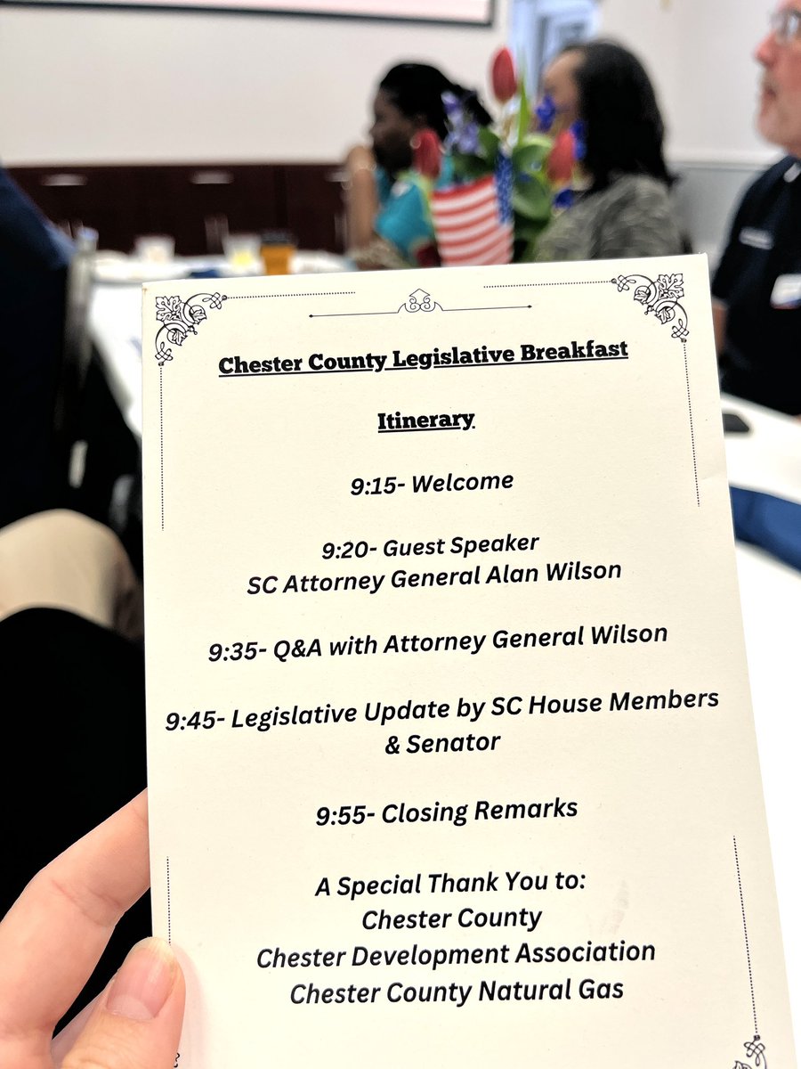 “Nothing brings people together like grits.” - Sheriff Dorsey

“Amen.” - The Whole Room

Great event organized by Senator Stubbs to get a mid-session legislative update and hear from Attorney General Wilson about his office’s priorities all over a yummy breakfast. 🍳