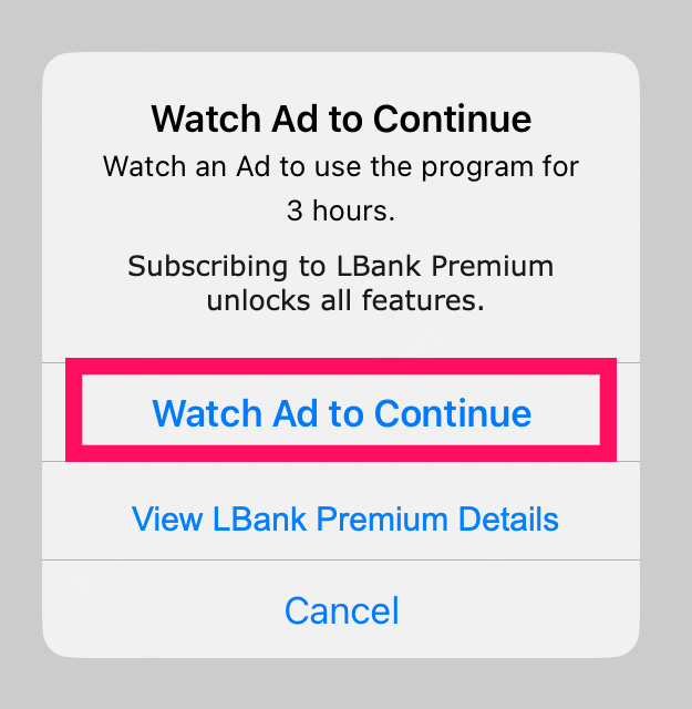 🚨 Platform Update: Monetization Changes

Starting today, users on the Free Plan will be required to watch a short ad to continue using LBank every 3 hours.

💡 Upgrade to LBank Premium to unlock uninterrupted access, advanced features, and an ad-free experience.

This change