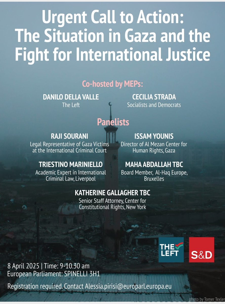 Triestino Mariniello (@triestinom) on Twitter photo On 8th April (9-10.30), we will be at the European Parliament in Bruxelles to discuss the current situation in #Gaza and the role of international justice. With <a href="/RajiSourani/">Raji Sourani</a> <a href="/AlMezanCenter/">Al-Mezan الميزان</a> <a href="/AlHaqEurope/">Al-Haq Europe</a> and <a href="/theCCR/">The CCR is on bsky (@ccrjustice.org)</a>. The event will be in person and online. On 8th April (9-10.30), we will be at the European Parliament in Bruxelles to discuss the current situation in #Gaza and the role of international justice. With <a href="/RajiSourani/">Raji Sourani</a> <a href="/AlMezanCenter/">Al-Mezan الميزان</a> <a href="/AlHaqEurope/">Al-Haq Europe</a> and <a href="/theCCR/">The CCR is on bsky (@ccrjustice.org)</a>. The event will be in person and online.