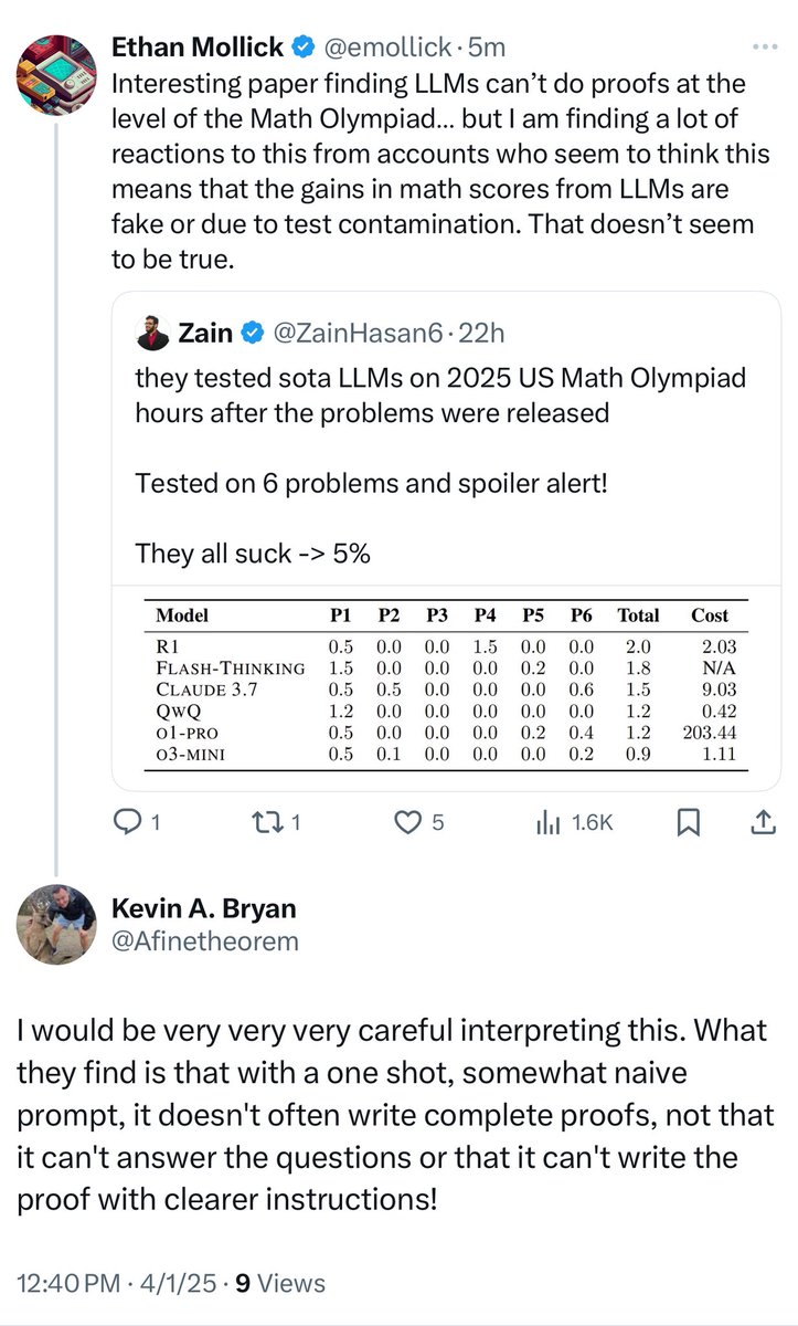 emollick's tweet image. Deleted this post because Kevin is right - it isn’t clear that a better prompted LLM, or a consensus or pass experiment with multiple attempts, would not be able to solve more of these problems. Testing LLMs is challenging for these reasons.