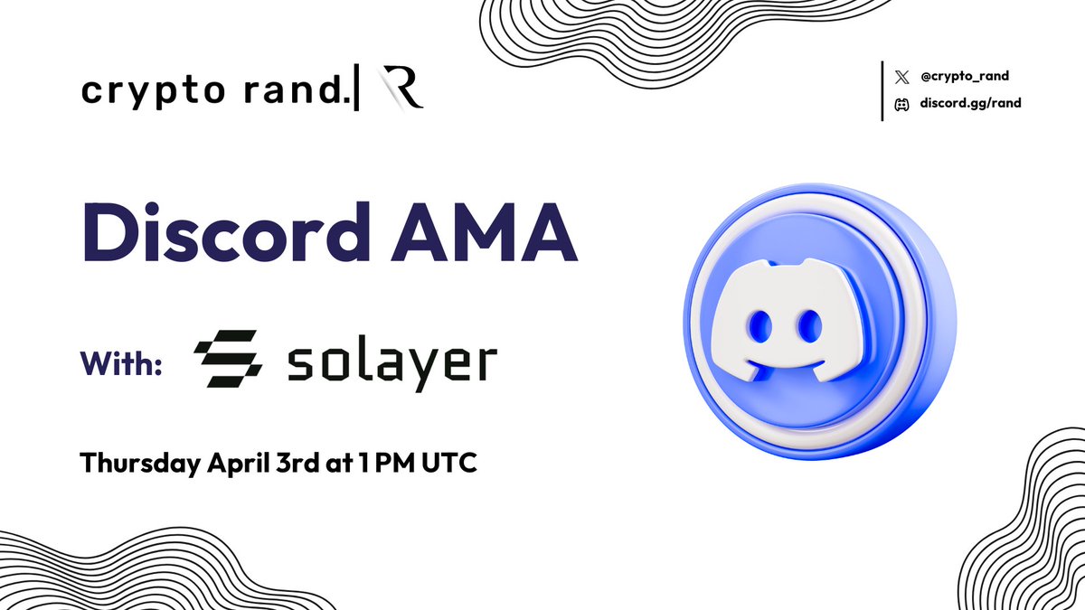 ⚡️ Fresh new AMA with @solayer_labs ( $LAYER ) ⚡️ 📅 Thursday at 1PM UTC 📍  Join us at Discord:
