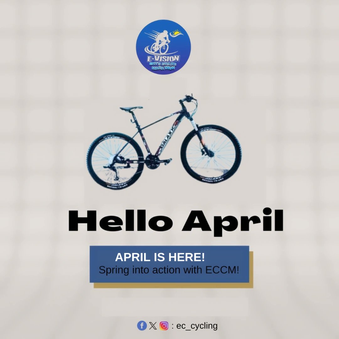Ec_cycling's tweet photo. APRIL IS HERE! Spring into action with ECCM! Get ready for an adrenaline-packed cycling marathon in Evision City this April!

 #ECCM #AprilVibes #CyclingLife #TAKEITOFF_JASPER # https://t.co/t7Twz9pQsN