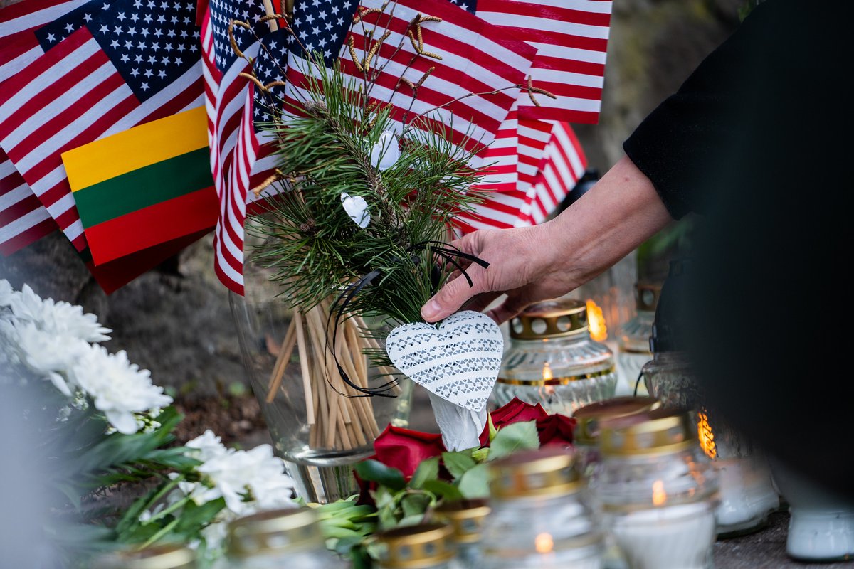 Lithuanian MOD 🇱🇹 (@lithuanian_mod) on Twitter photo This evening, near the <a href="/USEmbVilnius/">U.S. Embassy Vilnius</a>, Lithuanian people honor the American soldiers who tragically lost their lives in Pabradė: the area is covered with candles and flowers. The tragic incident has shaken us all to the depths of our hearts. These soldiers will never be forgotten. This evening, near the <a href="/USEmbVilnius/">U.S. Embassy Vilnius</a>, Lithuanian people honor the American soldiers who tragically lost their lives in Pabradė: the area is covered with candles and flowers. The tragic incident has shaken us all to the depths of our hearts. These soldiers will never be forgotten.