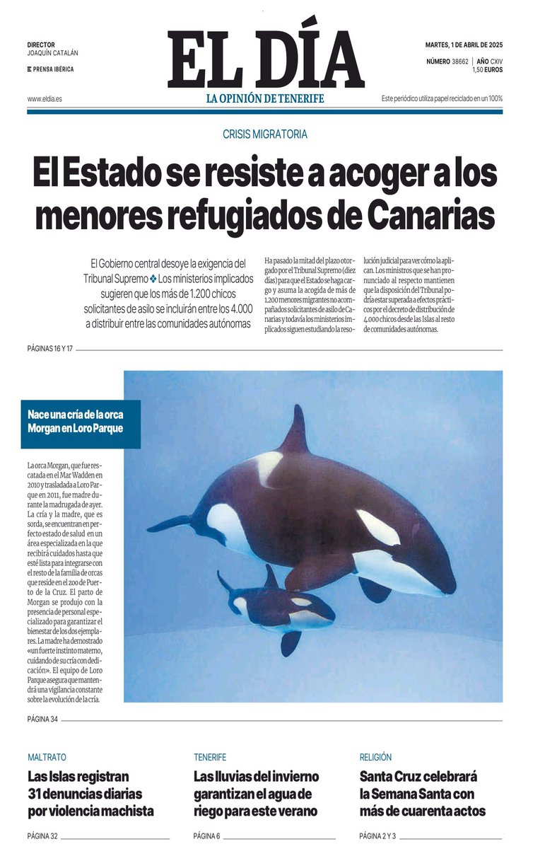 StopAcuario's tweet photo. Mientras en muchos países se prohíbe la reproducción de orcas y delfines en zoos, @LoroParque continúa explotándolos y @eldia le regala a Kiessling su portada.

#SinVerguenza
#StopZoos
#StopAcuario https://t.co/tomF6Kx0UN