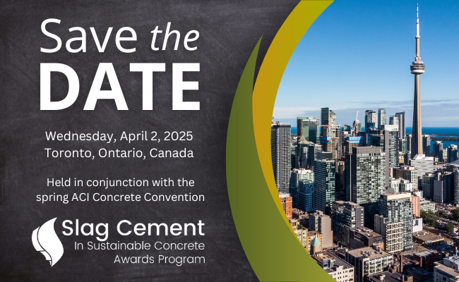 SlagCement's tweet photo. The 2024 Slag Cement in Sustainable Concrete Awards is tomorrow! Join us at ACI Concrete Convention in Toronto, Ontario, Canada on Wednesday, April 2 to celebrate #slagcement excellence in concrete construction. Learn more at https://t.co/fgbk6H8fz8. https://t.co/tAmuPKZKT7