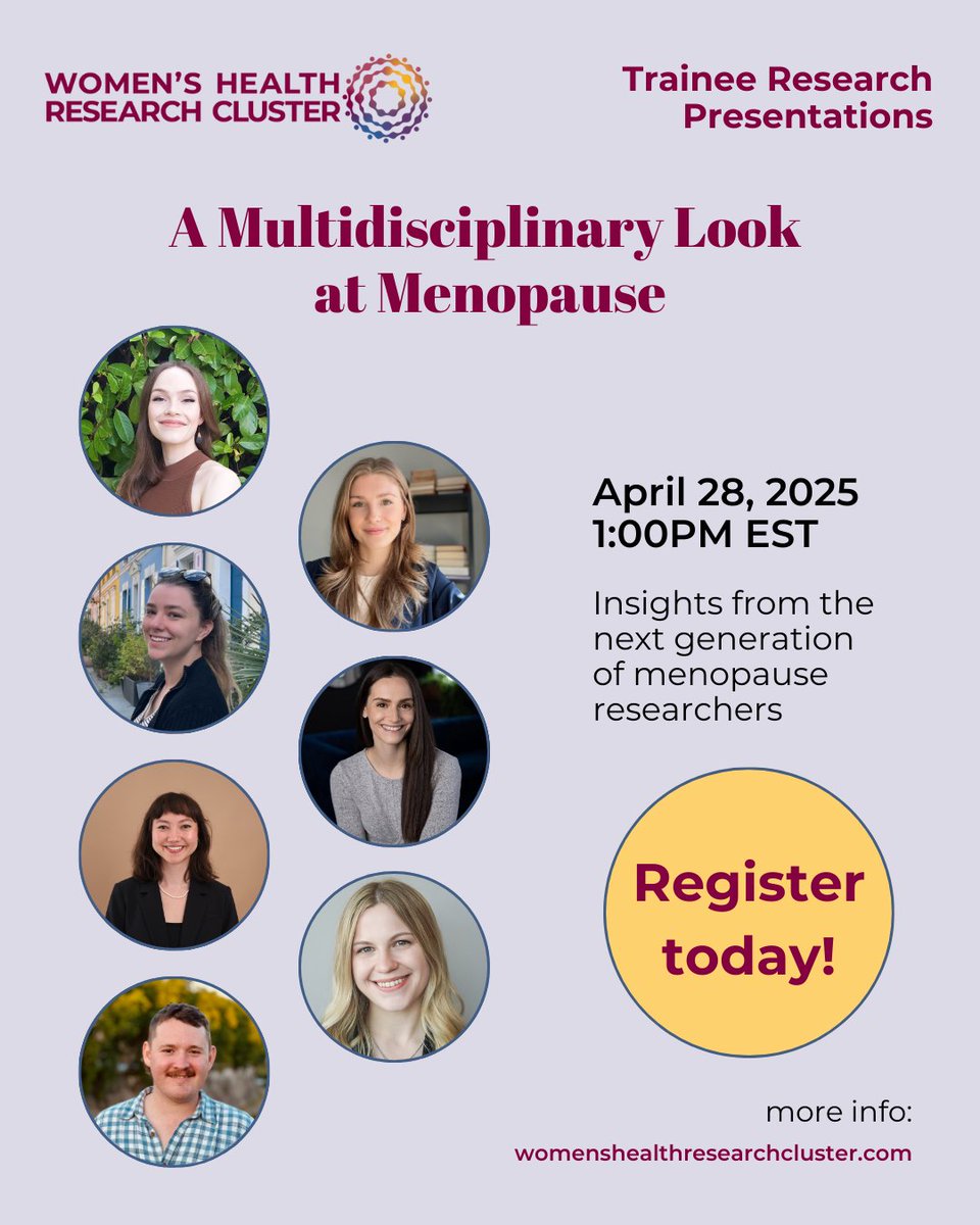 Join us for a Multidisciplinary Look at Menopause!
🗓️ April 28 – 1:00 PM EST

Hear insights from the next generation of menopause researchers!
🔗 Reserve your spot today for this hybrid event: ow.ly/T8g350VpOap
#MenopauseResearch