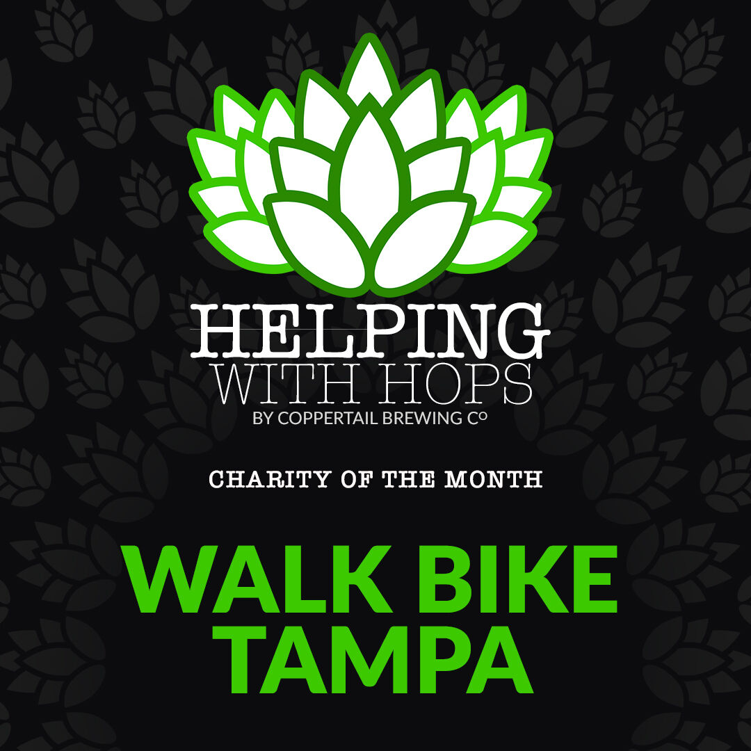This month, our Helping With Hops initiative shines a light on @walkbiketampa, our chosen charity! For every pint of Florida Special Lager sold in our tasting room, we’ll donate $1 to support their mission. <a href="/WalkBikeTampa/">Walk Bike Tampa</a>