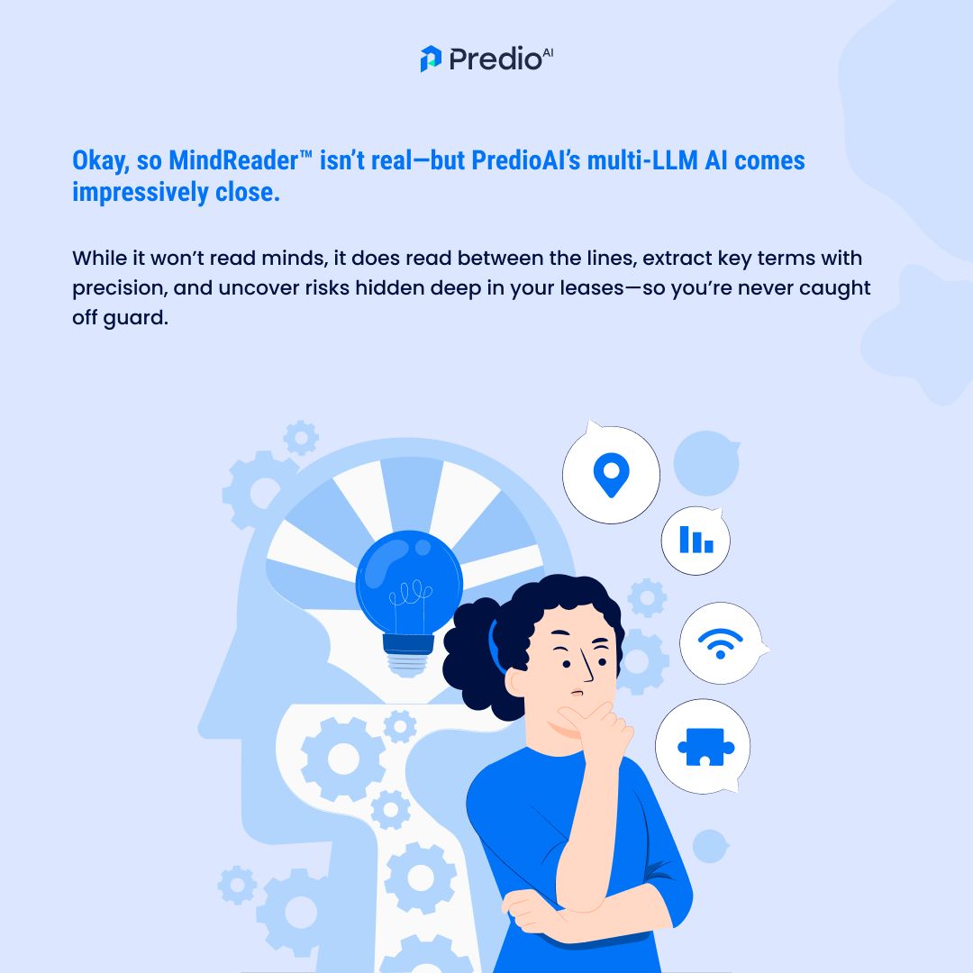 PredioAI's tweet image. Ever wish your lease could predict rent hikes, anticipate negotiations, and spot risks before you do? Welcome to the future of lease management. 🚀📊 #AIRevolution #LeaseIntelligence #SmartLeasing #CommercialRealEstate #TechInCRE #LeaseManagement  #Aprilfools #AILeaseAbstraction