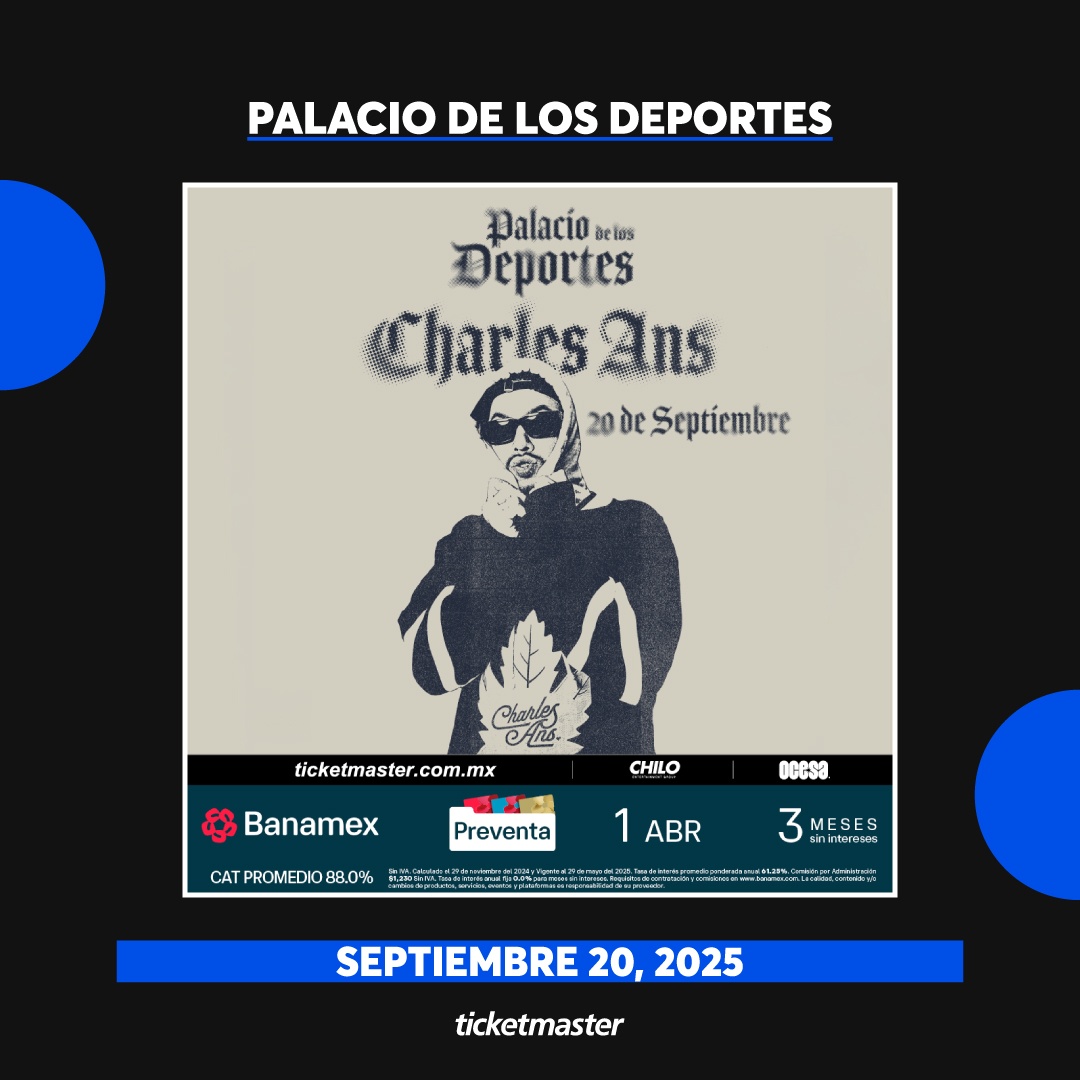 Ticketmaster_Me's tweet photo. #CharlesAns hará vibrar a todo el #PalacioDeLosDeportes al ritmo de sus rimas este 20 de septiembre 💥😎
No te pierdas de esta gran experiencia con la #PreventaBanamex desde tu celular aquí 👇
https://t.co/BpOtL2PtzJ https://t.co/DoM05ETzOf