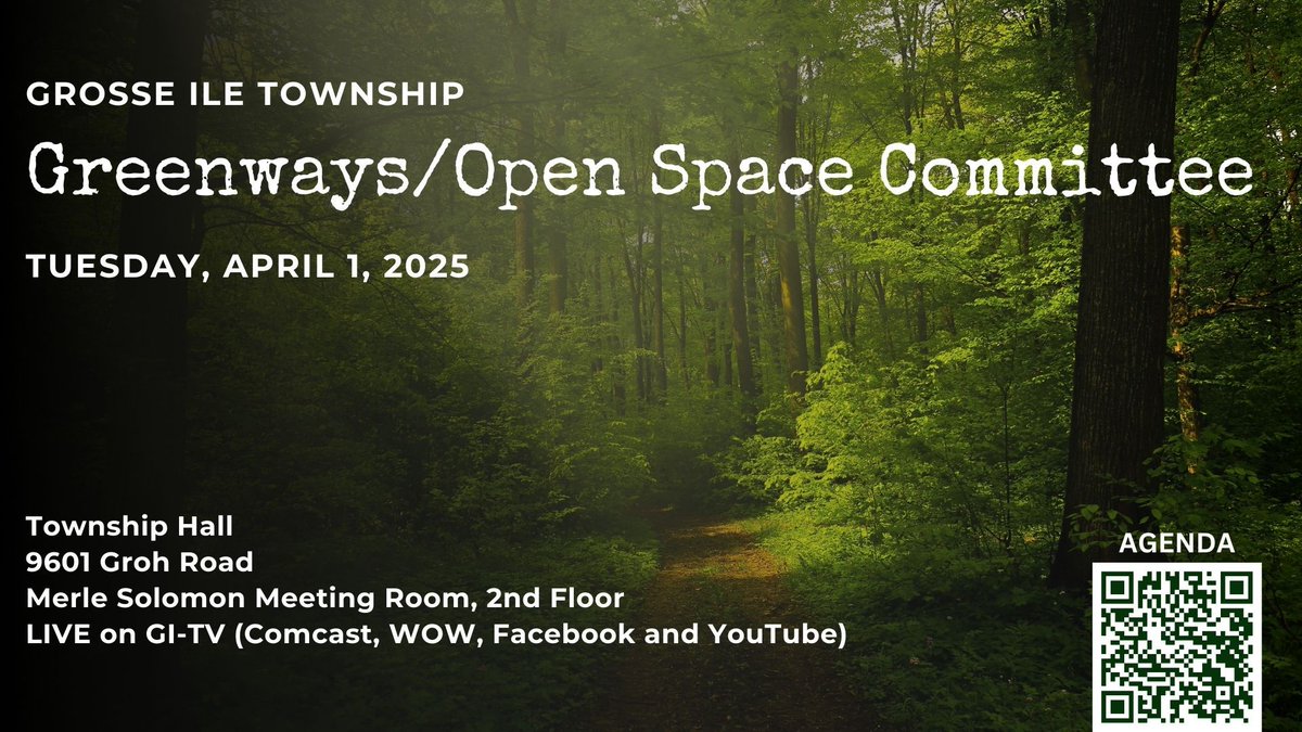 Greenways/Open Space Commission Tonight!
7 PM
Grosse Ile Township Hall
9601 Groh Road
Merle Solomon Meeting Room, 2nd Floor