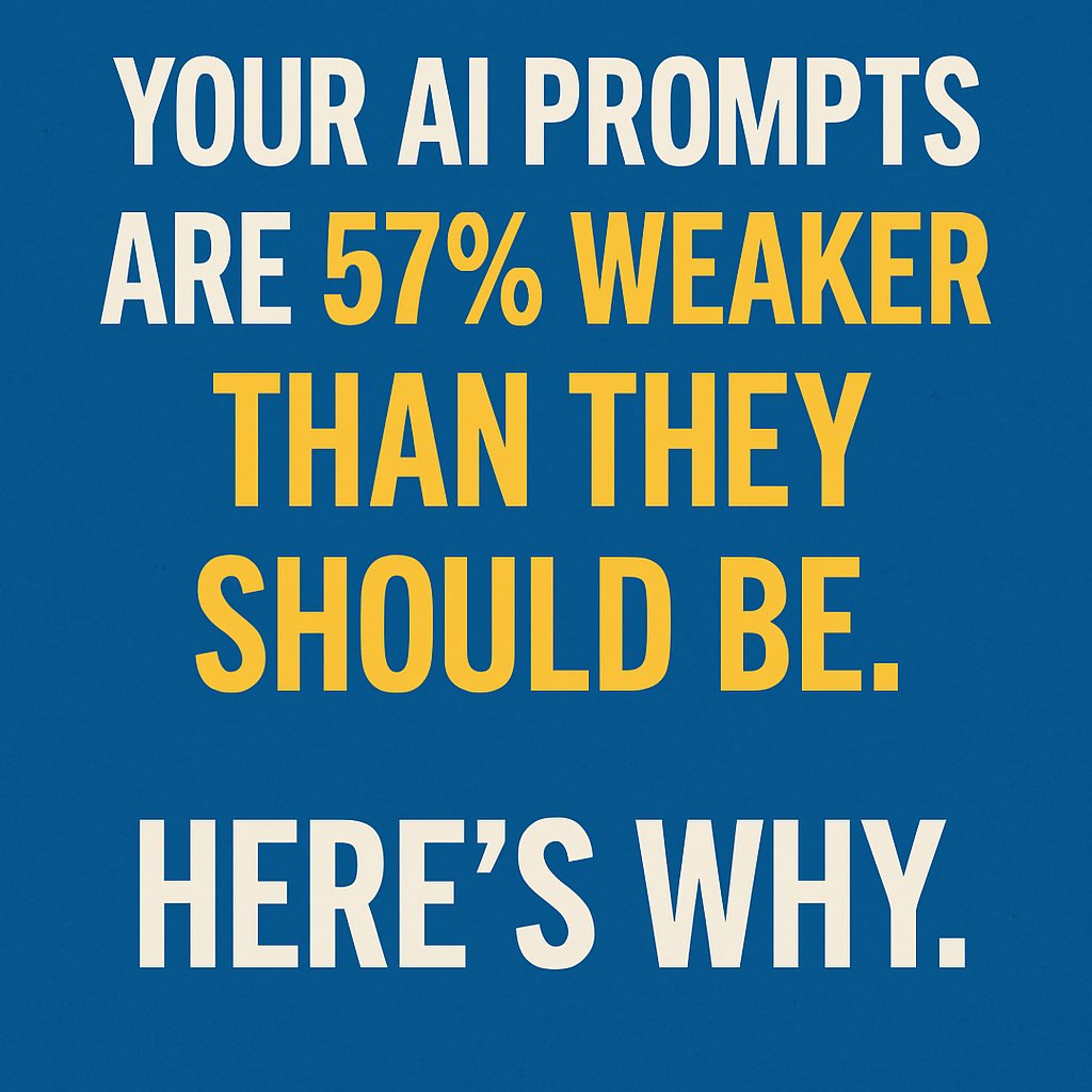 bradylewistech's tweet photo. 😭 Your AI prompts are 57% weaker than they should be. Here's why.

The most powerful AI prompt technique isn't being taught—because it's counterintuitive.

After testing 1,000+ prompt variations, we discovered something surprising:

The highest-quality outputs come from prompts that RESTRICT the AI rather than giving it freedom.

Example:

WEAK PROMPT:
"Write an email announcing our new product features."

💪STRONG PROMPT:
"Write an email announcing our new product features. Do not mention pricing. Do not use any marketing clichés. Do not exceed 150 words. Focus exclusively on how the features solve specific customer problems identified in our survey. Use a conversational tone similar to our CEO."

This "constraint-based prompting" outperforms open-ended prompts by 57% in terms of usable output.

Why? Because it activates more specific reasoning patterns and prevents generic responses.

We've codified this into what we call "The Rule of Five Constraints" framework that consistently produces better results across use cases.

What constraints have you found most effective in your prompts? Share one that worked well for you. 👇👇