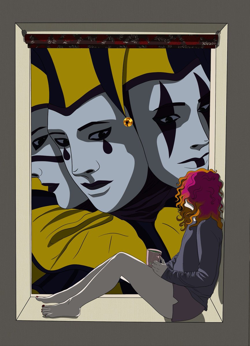 PocketsizeJ's tweet photo. 2023-2025 A mysterious Jester has appeared at my window. Not sure if they are Jensens' friend or not.

Just a reminder, I post on the other sites. This is the last art I'm posting here. Just want to show what you will see. 
#sizetwitter #gianttiny #sfwgt https://t.co/n0AulV3lNd