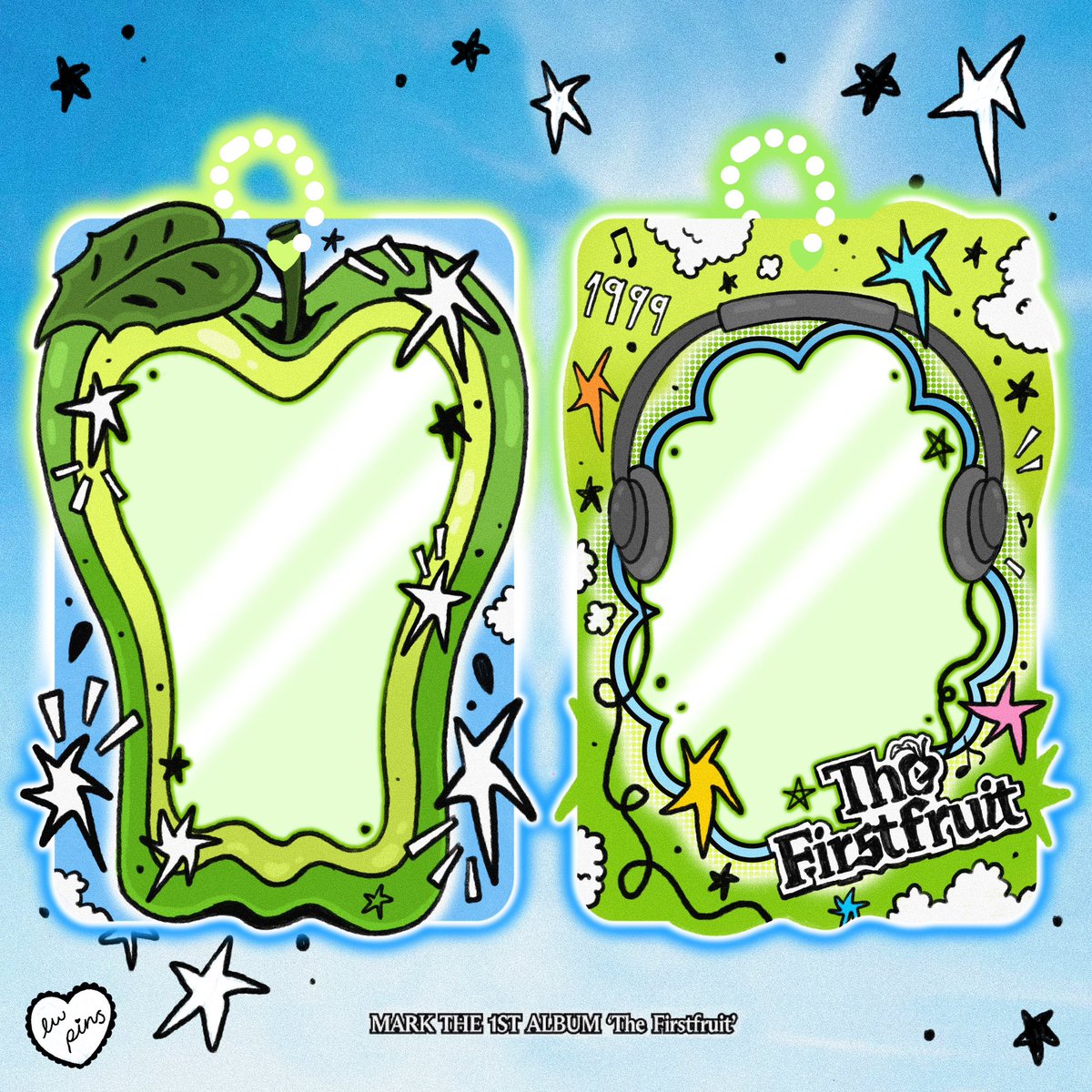 mark the firstfruit acrylic photocard holder !! 🍏💥

🤍 double sided 🤍

 ☆ new acrylic pc holder design 1/? ☆

🎧 preorders are open !! £6.50 each 
🍉 worldwide shipping from the uk

preorders end: april 30th

🛒 lwpins.bigcartel.com/products