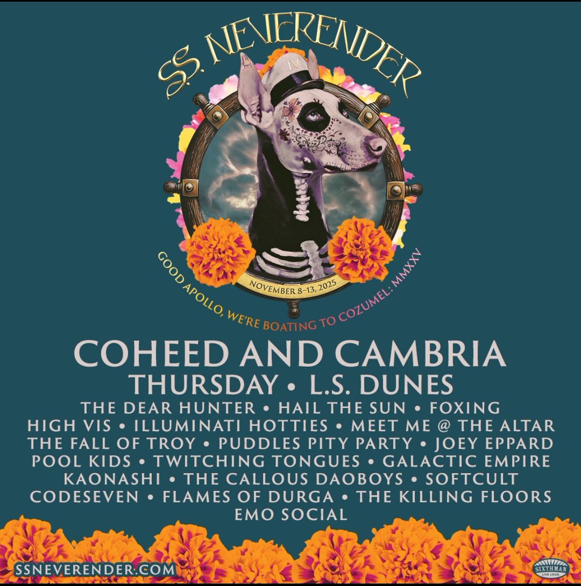 twtchngtongues's tweet image. We will be joining @Coheed and friends on the S.S. Neverender in November.