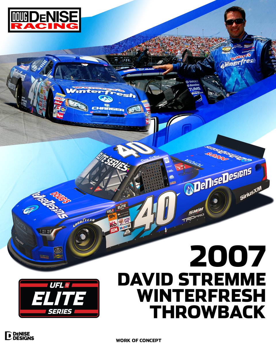 For <a href="/UFLtweets/">UFL | Daytona Speedweek 1/28-2/4</a> throwback race <a href="/TooToughToTame/">Darlington Raceway</a> this week, I am racing <a href="/DavidStremme/">David Stremme</a>'s ice-cold Winterfresh car he raced for <a href="/CGRTeams/">Chip Ganassi Racing ⚡️</a> in 2007. 🧊❄️

#GraphicDesign | #eNASCAR | #iRacing | #Motorsports