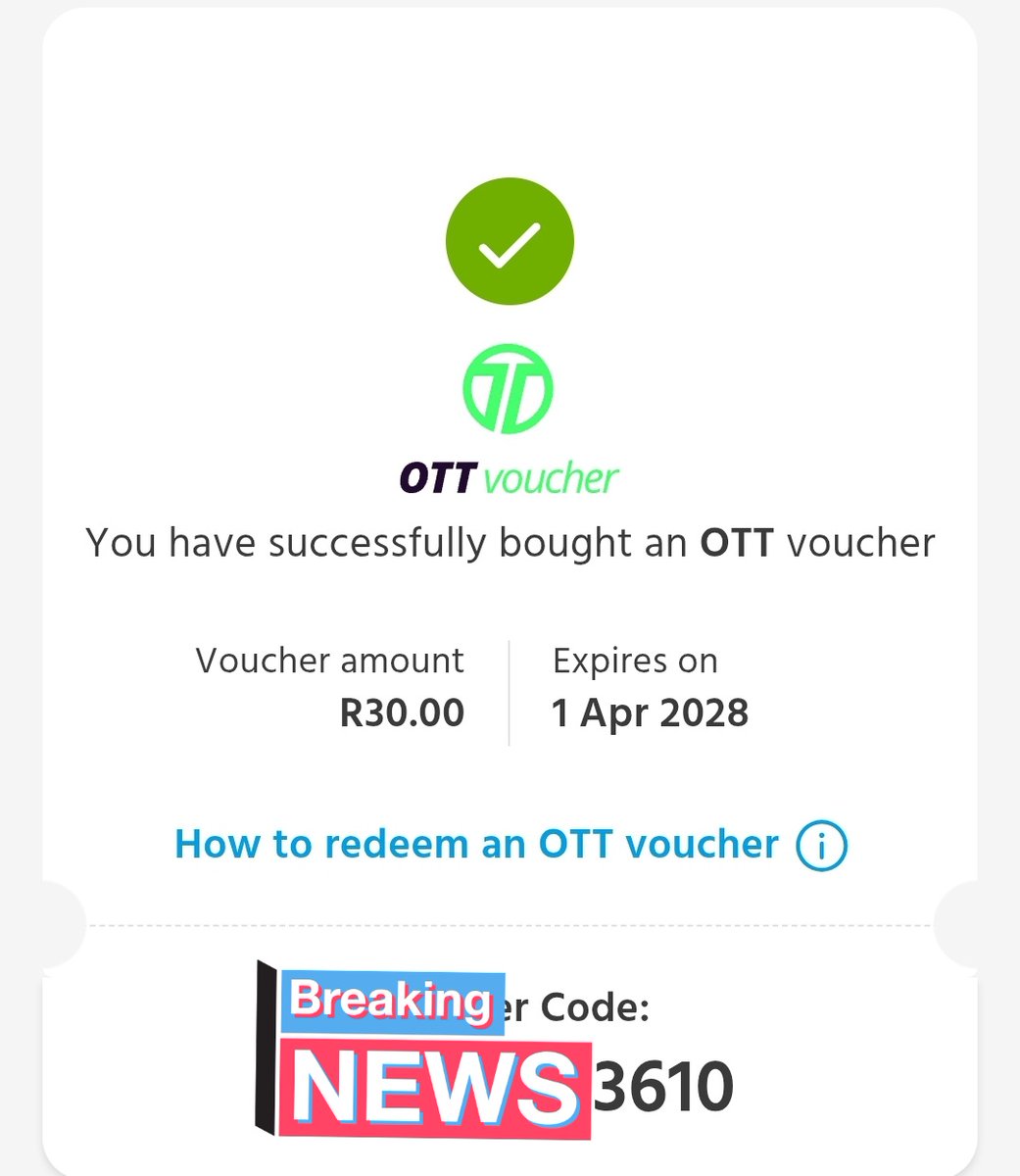 OTT VOUCHER GIVEAWAY ‼️ 

RETWEET MY PINNED TWEET NOW AND STAND A CHANCE TO WIN R30 OTT VOUCHER🎊🥳

The winner will be announced at 8 pm