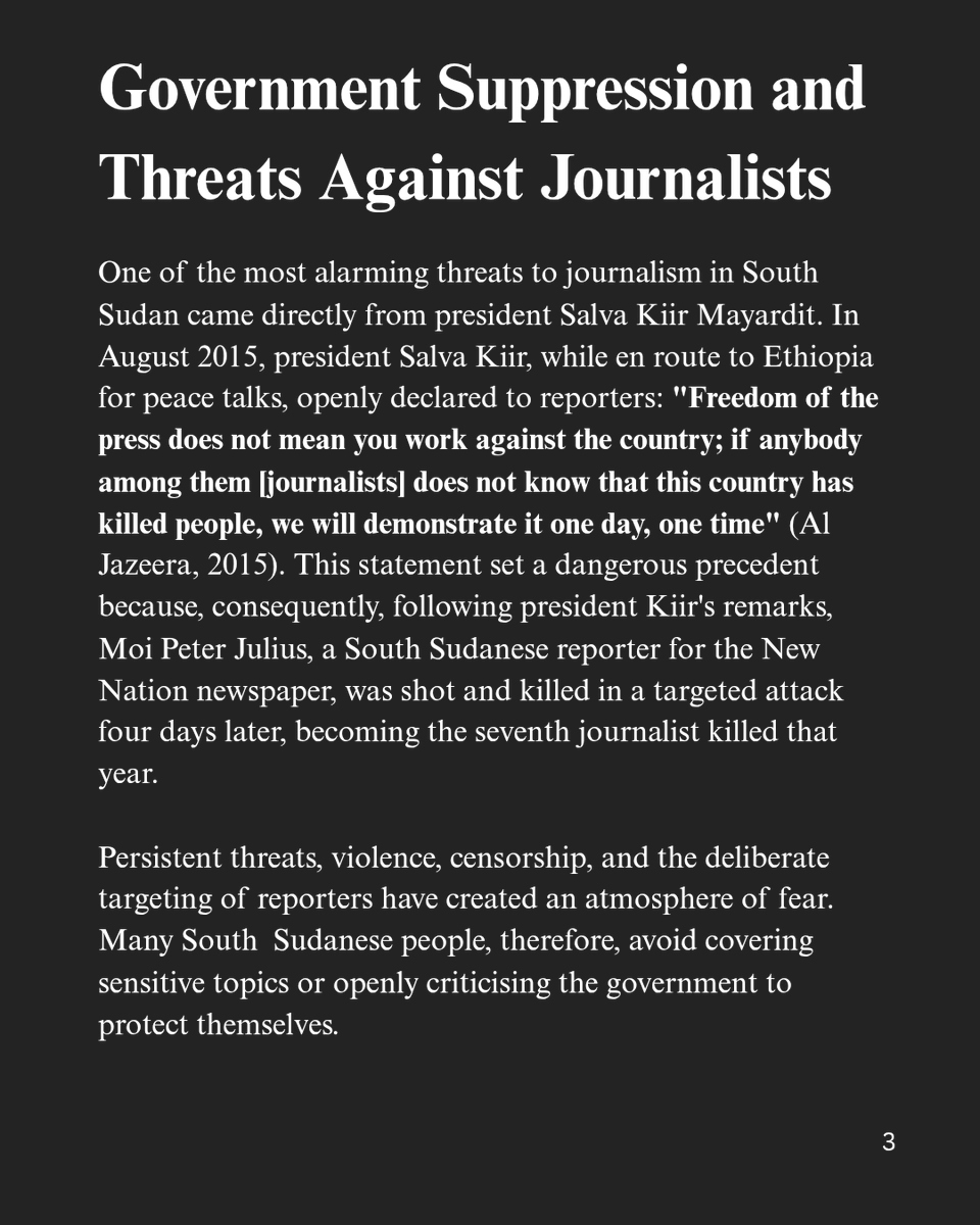 nzinga_words's tweet photo. THREAD 🧵 

Find out why journalism is one of the most dangerous occupations in South Sudan. https://t.co/ZVrzvqIeH8
