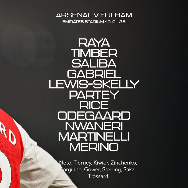 Arsenal's tweet photo. 🔴 𝗧𝗘𝗔𝗠𝙉𝙀𝙒𝙎 ⚪️

💪 Saliba partners Gabriel
©️ Odegaard in the middle
⚡️ Nwaneri on the wing

Let’s go, Gunners ✊