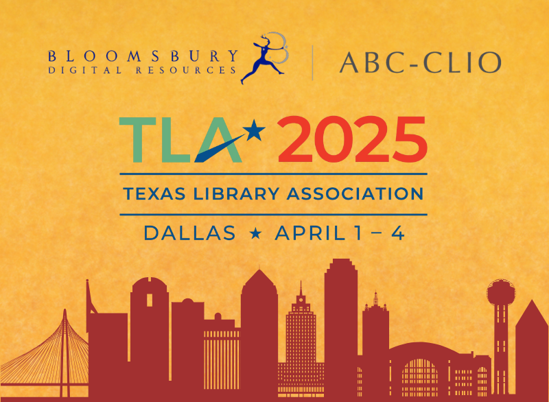 ABC-CLIO (@abc_clio) on Twitter photo Bloomsbury / ABC-CLIO is attending #TLA2025 in Dallas! Stop by our booth #2103 for a chance to win extended access to our digital resources for humanities and social studies. <a href="/TXLA/">Texas Library Assn.</a> Bloomsbury / ABC-CLIO is attending #TLA2025 in Dallas! Stop by our booth #2103 for a chance to win extended access to our digital resources for humanities and social studies. <a href="/TXLA/">Texas Library Assn.</a>