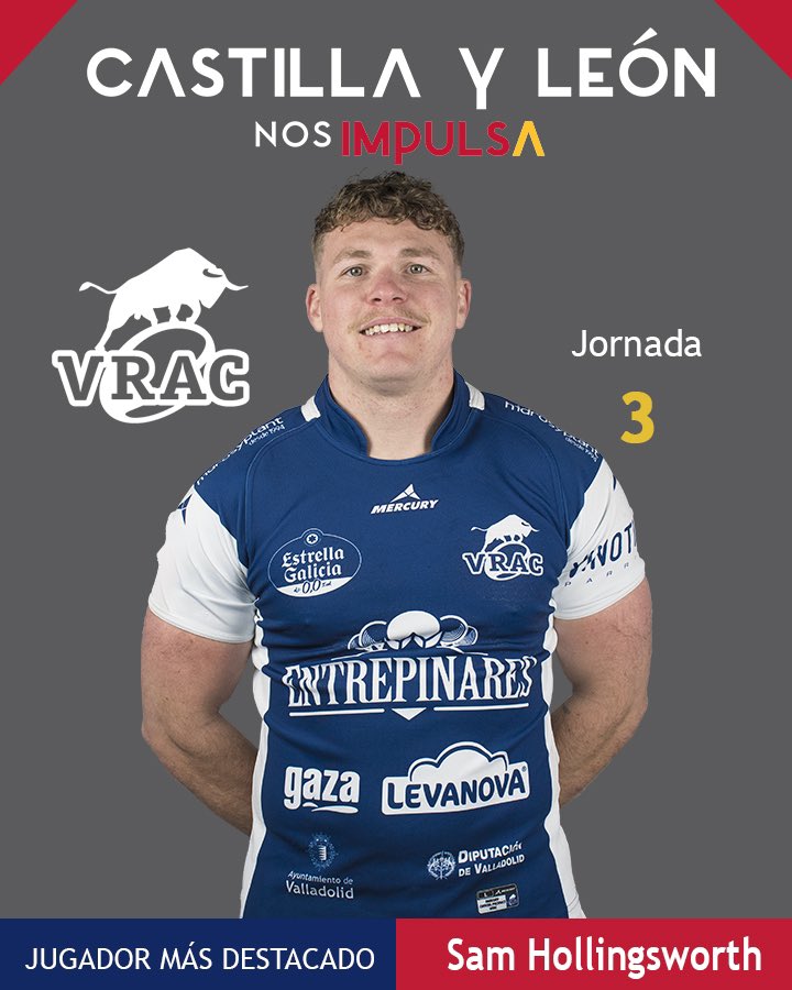 VRAC's tweet image. 👑 @Sam102012 , jugador @VRAC #CyLNosImpulsa en la Jornada 3 de la @DHFerugby 2a Fase