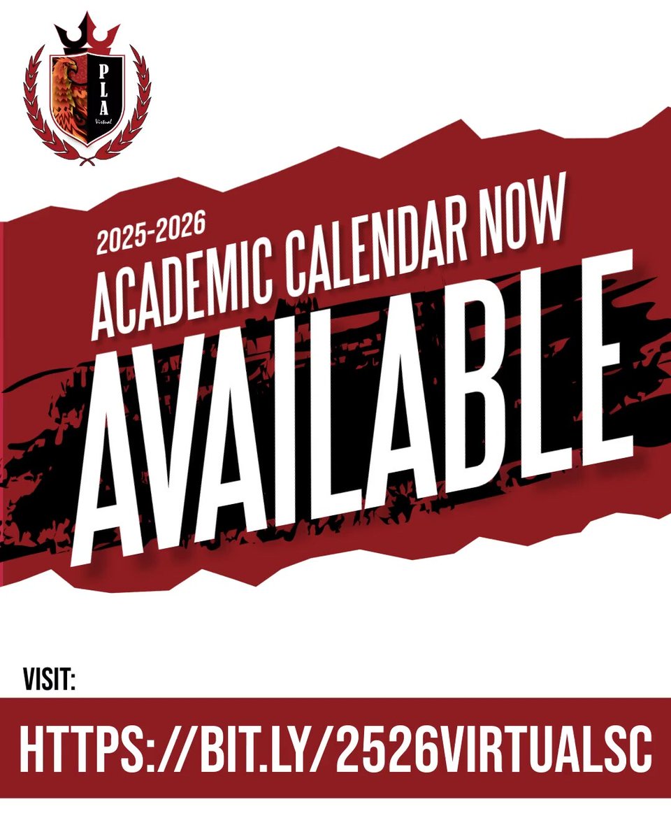 PLAVirtualK12's tweet photo. 📅 Attention Families! The school calendar for PLA Virtual's 2025-2026 year is now available for viewing. Plan ahead and stay informed about important dates! 📚 https://t.co/fo11A1ZT5x https://t.co/6ZXVbuMSTp