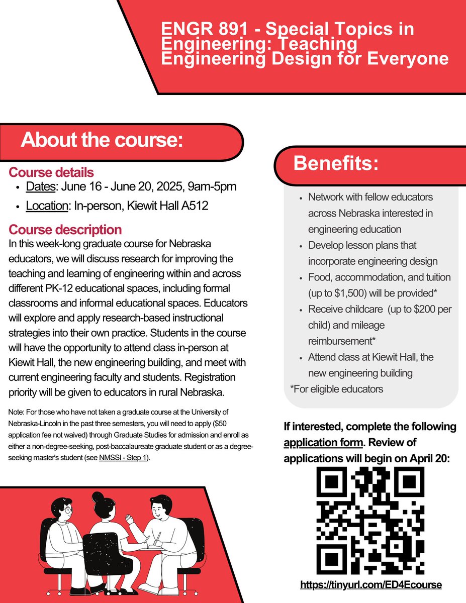 PAID Summer Professional Development Opportunity: UNL's ENGR 891 is a graduate course offered through UNL focused on engineering design and is open to all K-12 science teachers. #NebSciNATS