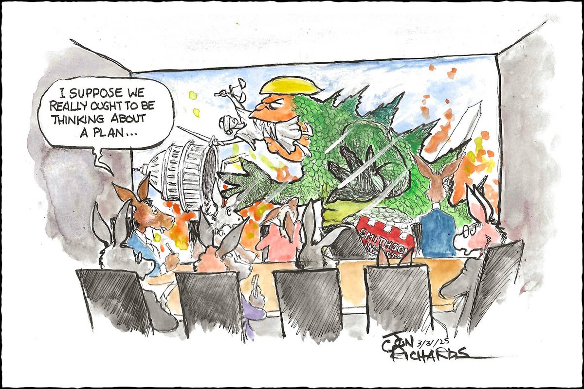 WhoWhatWhy (@whowhatwhy) on Twitter photo With no sign of it slowing down, Democrats keep struggling to counter Trump’s rampage.
#Cartoon by <a href="/criticalcartoon/">Jonathan Richards</a>. With no sign of it slowing down, Democrats keep struggling to counter Trump’s rampage.
#Cartoon by <a href="/criticalcartoon/">Jonathan Richards</a>.