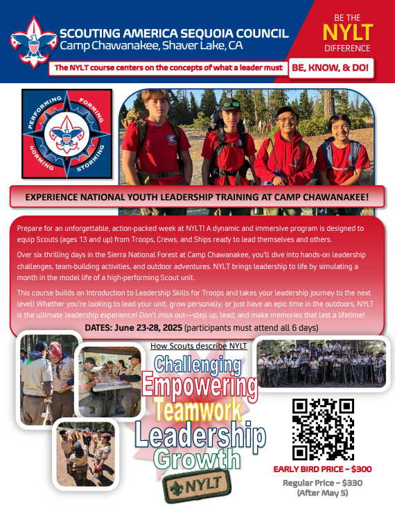 National Youth Leadership Training is hands down the some of the best training for youth today!  Many Scouts come back to their home units better leaders, better Scouts, and better people.

Use this link to register today:
scoutingevent.com/027-NYLT25

#NYLT #leadership #training