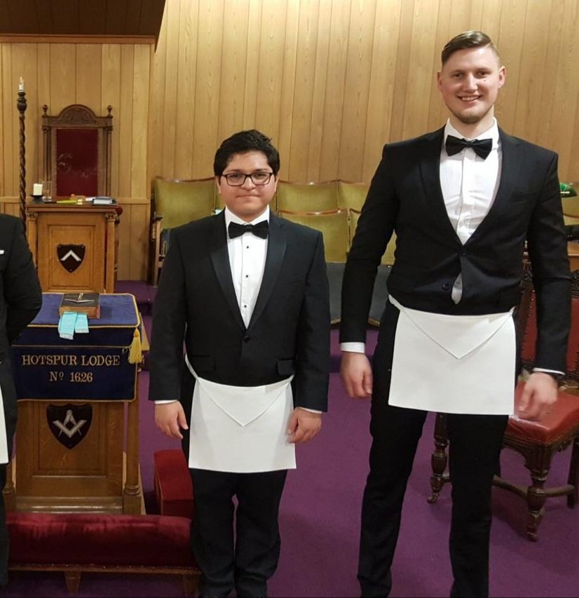 From EAF to WM and SW. Congratulations to W Bro Martynas and Bro Leo at the Installation meeting of Hotspur Lodge held earlier this year attended by RW Bro Ian Craigs on one of his last engagements before retiring as PGM.