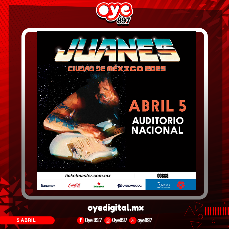 Oye897's tweet photo. ¿Quieres ir a ver a #Juanes en el Auditorio Nacional este 05 de abril?
1.- Etiqueta a tu acompañante 
2.- Usa el hashtag #JuanesEnOYE
3.- Comenta con las SS de que tu y tu amigo nos siguen en todas nuestras redes sociales
*Tienes hasta mañana para participar
*Los ganadores se eligen aleatoriamente.
