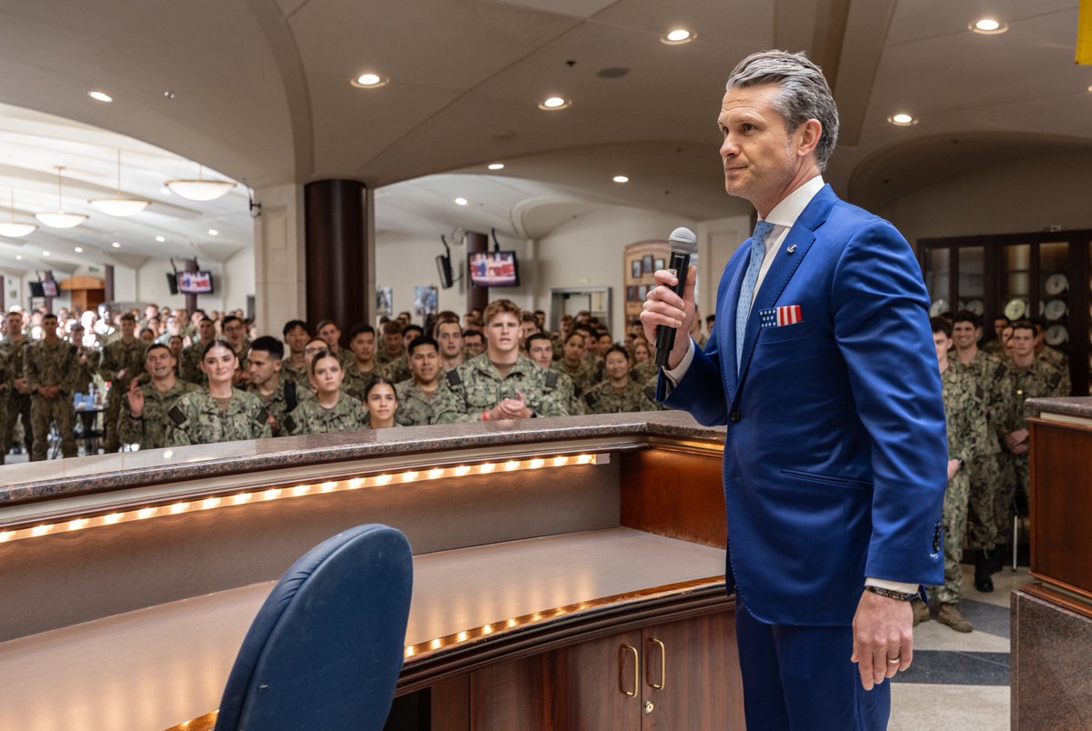 U.S. Naval Academy (@navalacademy) on Twitter photo Today, the Naval Academy had the honor of welcoming the Secretary of Defense, Pete Hegseth to the Yard. During the visit, he joined midshipmen for lunch in King Hall and later participated in a town hall at Alumni Hall, sharing insights on leadership, and service. <a href="/SecDef/">Secretary of Defense Pete Hegseth</a> Today, the Naval Academy had the honor of welcoming the Secretary of Defense, Pete Hegseth to the Yard. During the visit, he joined midshipmen for lunch in King Hall and later participated in a town hall at Alumni Hall, sharing insights on leadership, and service. <a href="/SecDef/">Secretary of Defense Pete Hegseth</a>