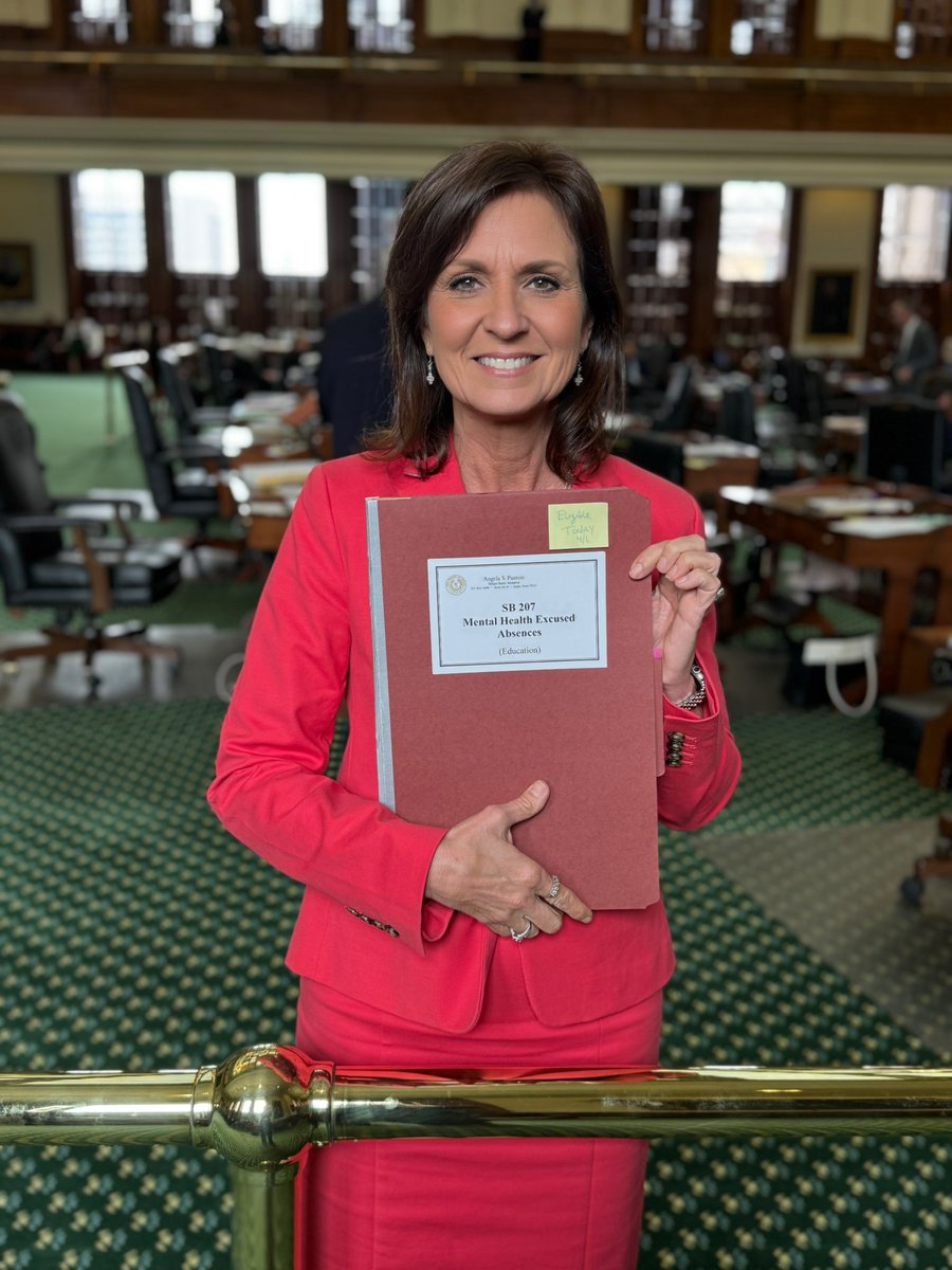 AngelaPaxtonTX's tweet image. Today I passed Senate Bill 207 out of the Texas Senate. This is my bill that officially allows doctor appointments for mental health to be an excused absence in our Texas schools! 

#txlege #supportstudents #mentalhealth