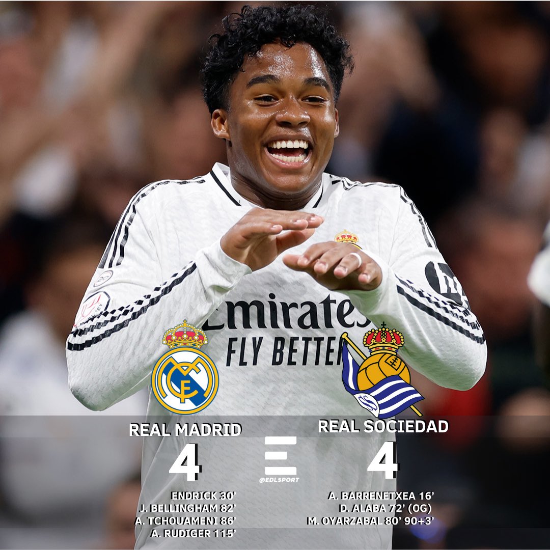 ¡A LA FINAL!⚽️🔥

El Real Madrid con global de 5-4 derrotó a la Real Sociedad y clasificó a la gran Final de la Copa del Rey, con un gol de Antonio Rüdiger en tiempos extras.

#RealMadrid #EDLSport