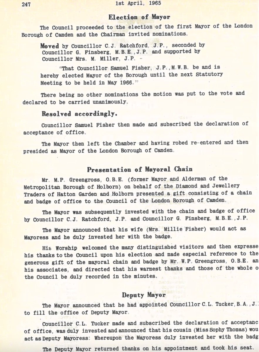 Olszewski_RJO's tweet photo. Happy 60th birthday, @CamdenCouncil!

Here are the minutes of the very first meeting of Camden Council on 1 April 1965. A pleasure to have worked in later years, with two great @CamdenLabour figures who were present that day, Roger Robinson and long-serving Leader, Roy Shaw. https://t.co/rYlHT7O0CU