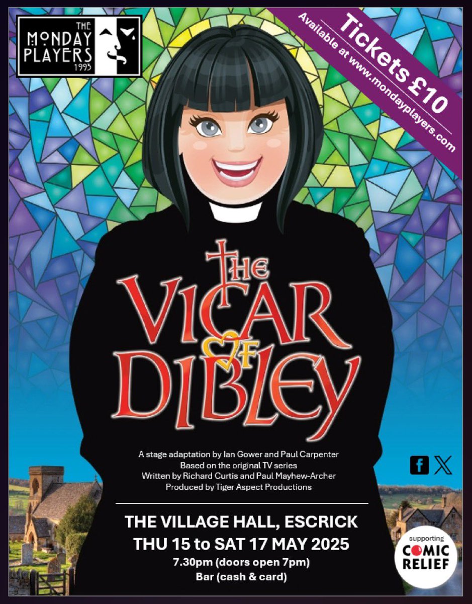 Tickets are now on sale for THE VICAR OF DIBLEY - our May 2025 production!

Go to mondayplayers.com to get yours now….!