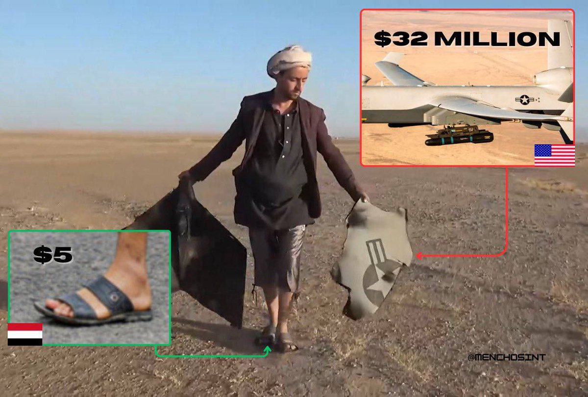 🔵 انتشار عالمي لصورة أحد المجاهدين يحمل بقايا الطائرة الأمريكية MQ-9 التي يبلغ قيمتها ٣٢ مليون دولار  #لستم_وحدكم  #بورت