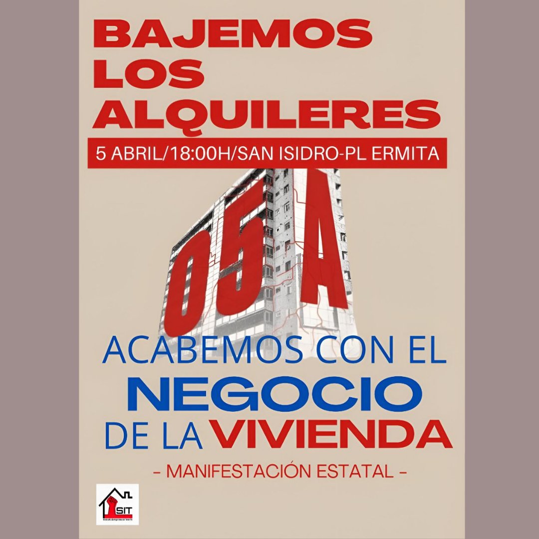 Tenemos una cita este 5 de abril, a las 18h, en la plaza de la Ermita (plaza de la cultura), San Isidro. 
No falten!