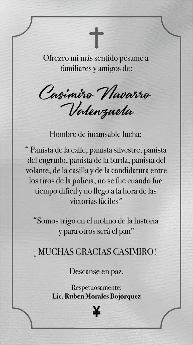 RubenMoralesB's tweet photo. Descanse en Paz Ing. Casimiro Navarro Valenzuela 🙏🏻 https://t.co/gdMKfODnib