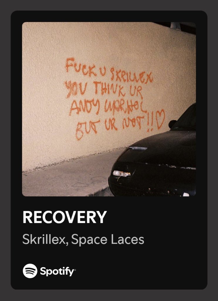 spacelaces's tweet image. RECOVERY w @Skrillex
honored to be a part of this project
much love brother