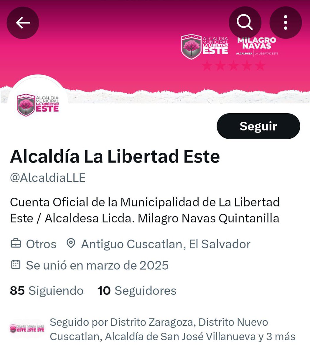 📲 La Alcaldía de #LaLibertadEste ya cuenta con perfil oficial en X 👇🏻 

x.com/AlcaldiaLLE
<a href="/AlcaldiaLLE/">Alcaldía La Libertad Este</a>

Búscanos y síguenos!
.
#MilagroNavas