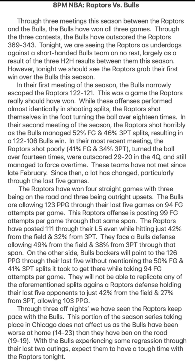 Tonight's NBA Free Plays

Free Week of VIP to 5 if we don't go 2-2+ 
- Reply to Enter

🏀TOR +5.5 -132
🏀TOR TTO 115.5 -118
🏀CHI TTU 120.5 -120
🏀TOR 1H +2.5 -110

For All Plays Click➡️ bit.ly/RNRLOUNGE
#Betsmarter #NBA #GamblingX