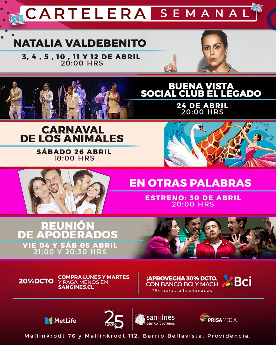 ✨ABRIL SE VIENE RECARGADO DE PANORAMAS 🤩
🎟️ticketmaster.cl | sangines.cl