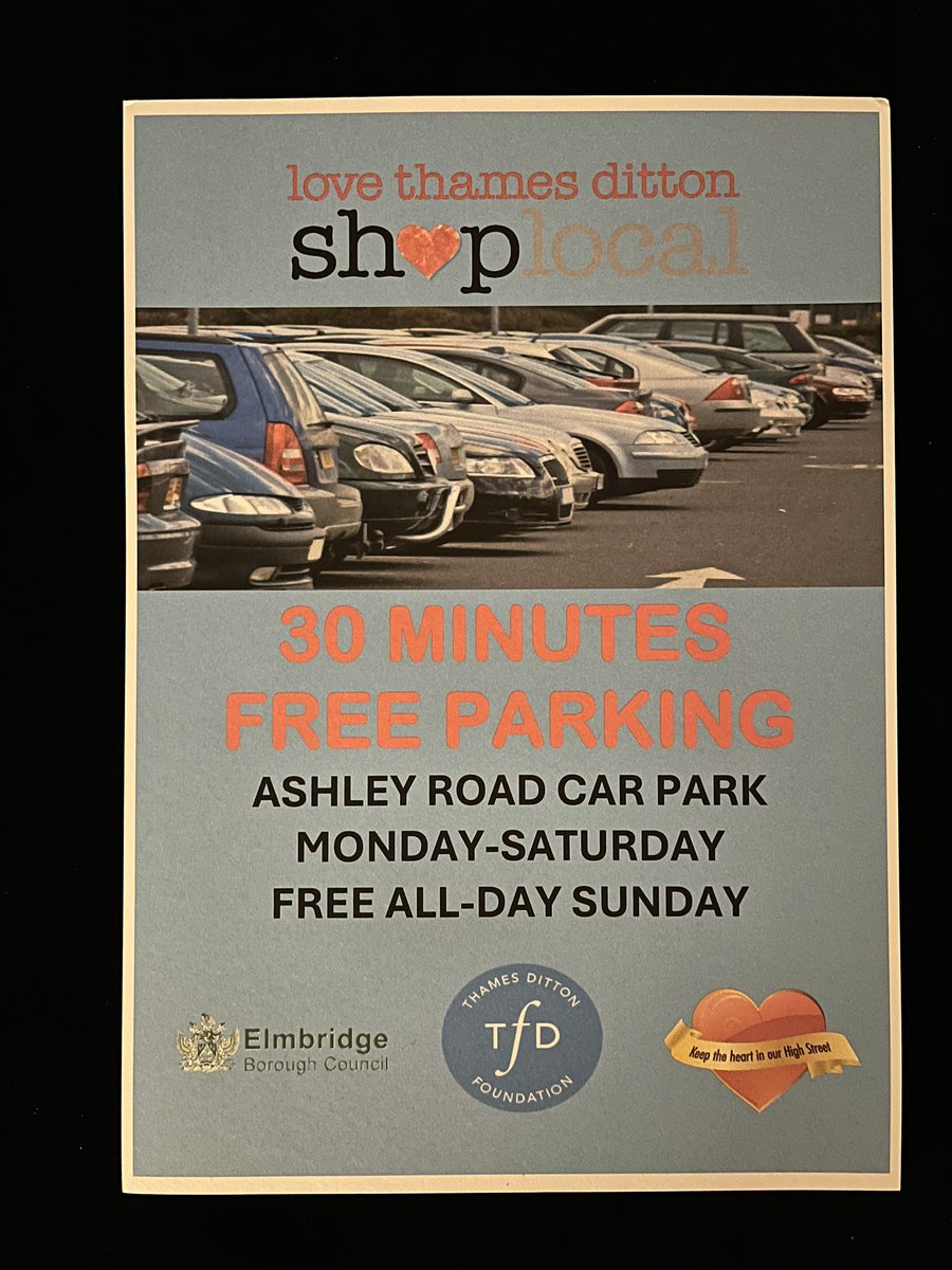 Thames Ditton High Street Retailers' Association (@tdhighstreet) on Twitter photo Great news for residents, visitors shops & businesses in Thames Ditton. 30 minutes free parking Monday-Saturday, free all day Sunday in Ashley Road Car Park. Another great reason to #lovethamesditton #shoplocal #thamesdittonfoundation <a href="/ElmbridgeBC/">Elmbridge BC</a> Great news for residents, visitors shops & businesses in Thames Ditton. 30 minutes free parking Monday-Saturday, free all day Sunday in Ashley Road Car Park. Another great reason to #lovethamesditton #shoplocal #thamesdittonfoundation <a href="/ElmbridgeBC/">Elmbridge BC</a>