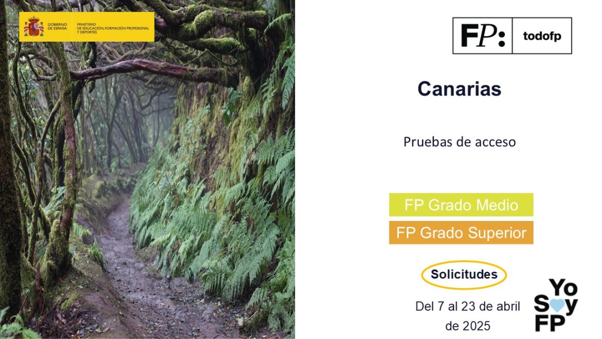 📢 #FPCanarias. Pruebas de acceso. Grado Medio y Superior. #TodoFP #YoSoyFP
🔴 Inscripciones: Del 7 al 23 de abril de 2025
🔎 gobiernodecanarias.org/boc/2025/047/9…